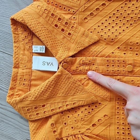 YAS Yasado Boho Alt Button Longsleeve Eyelet Collared Shirt Dress, Medium - Picture 8 of 16